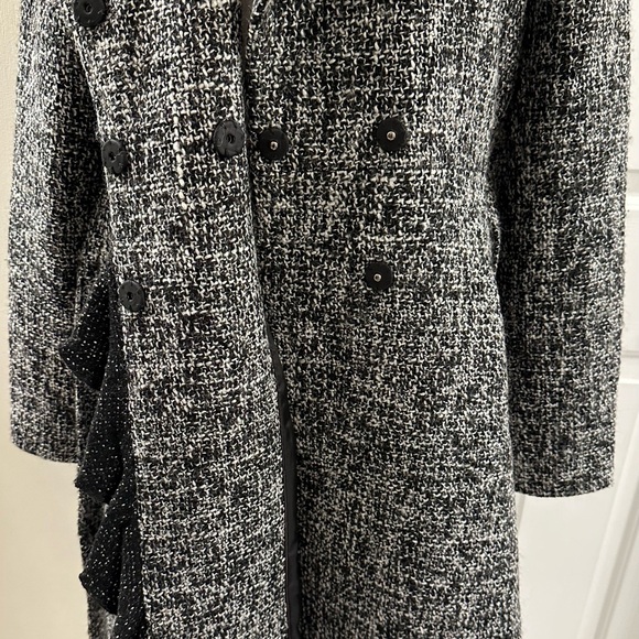 Tahari Wool blend Trench Coat Ruffle Size 10 - Picture 13 of 16